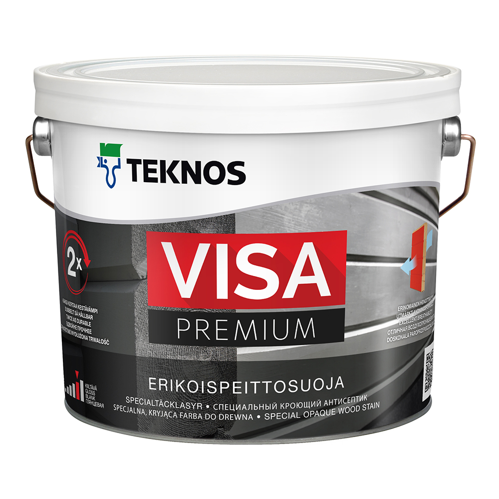 

Антисептик для дерева водоразбавляемый Teknos Visa Premium глянцевый кроющий база 3 бесцветный 2,7л
