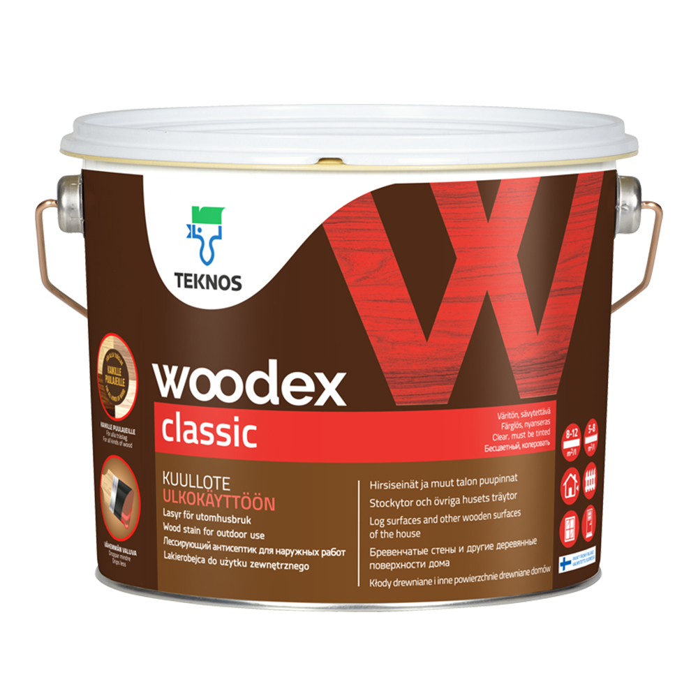 

Антисептик для дерева лессирующий Teknos Woodex Classic бесцветный 2,7 л