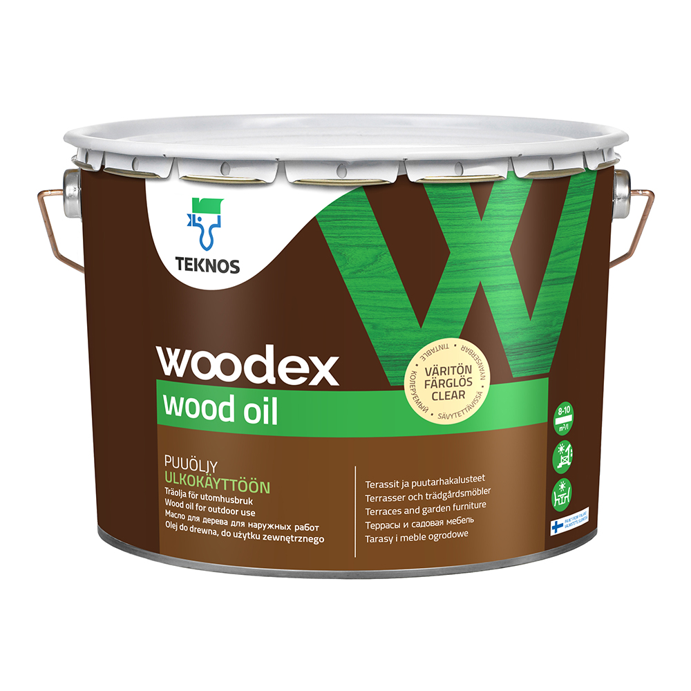 

Масло деревозащитное для террас и садовой мебели Teknos Woodex Wood Oil 9 л, Бесцветный