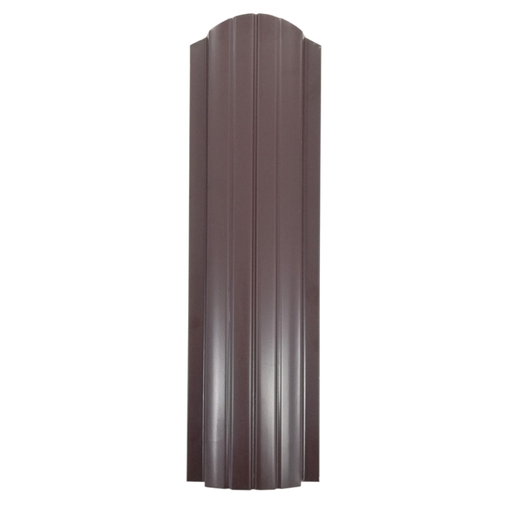 фото Евроштакетник двухсторонний полукруглый 0,45 мм 100х1800 мм коричневый ral 8017 фигурный срез