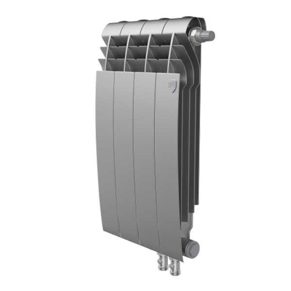 фото Радиатор биметаллический royal thermo biliner 500 мм 4 секции 3/4" нижнее правое подключение серый