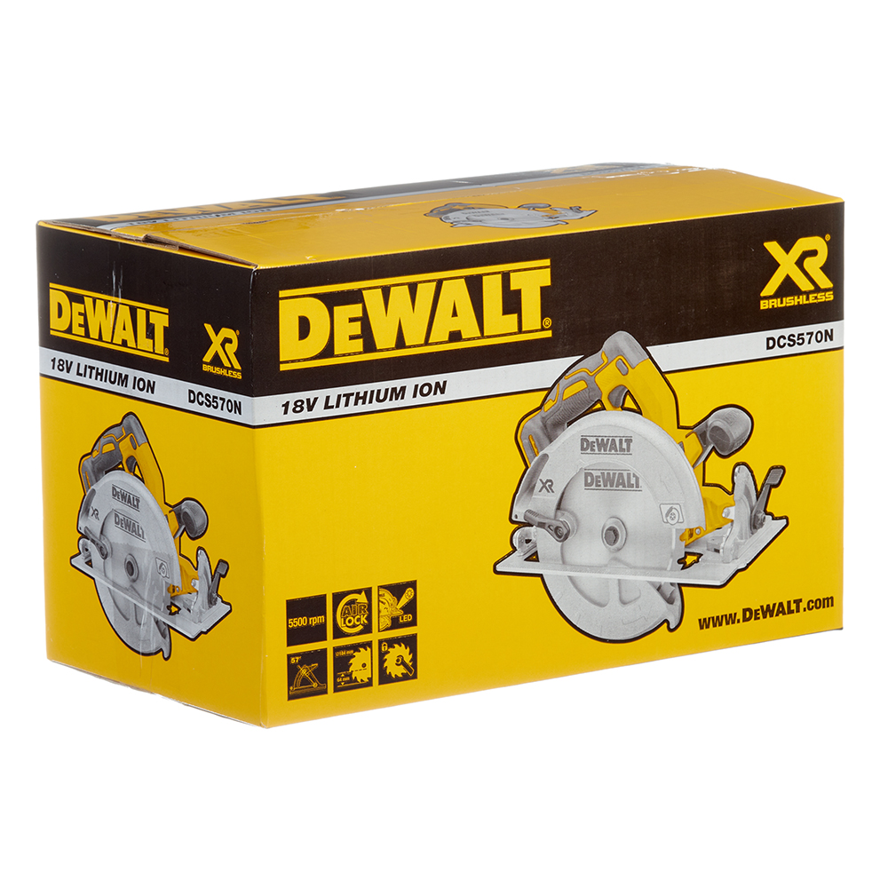 фото Пила дисковая аккумуляторная dewalt dcs570n-xj 18в li-ion 184 мм без акб и зу