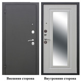 Дверь входная Ferroni Царское зеркало левая черный муар - белый ясень с зеркалом 960х2050 мм
