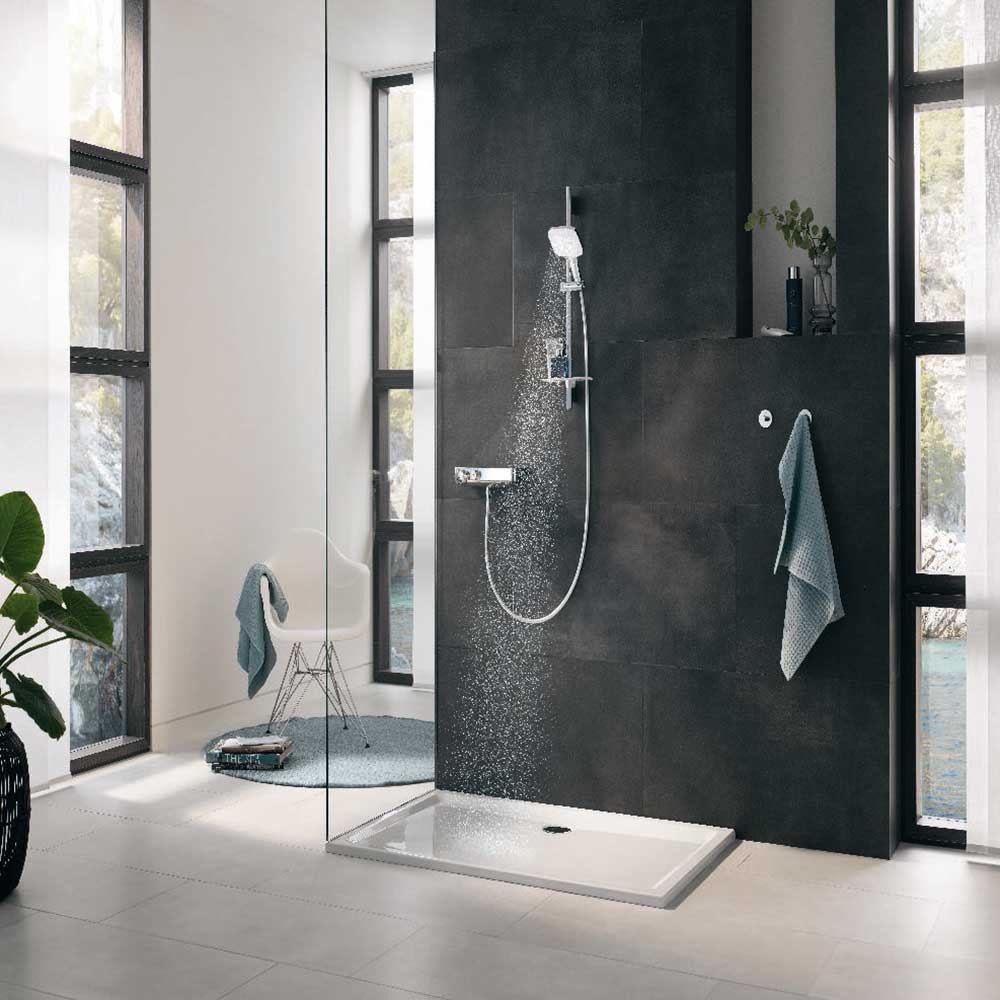 фото Смеситель для душа без излива grohe grohtherm smartcontrol 34719000 с полочкой с термостатом без лейки