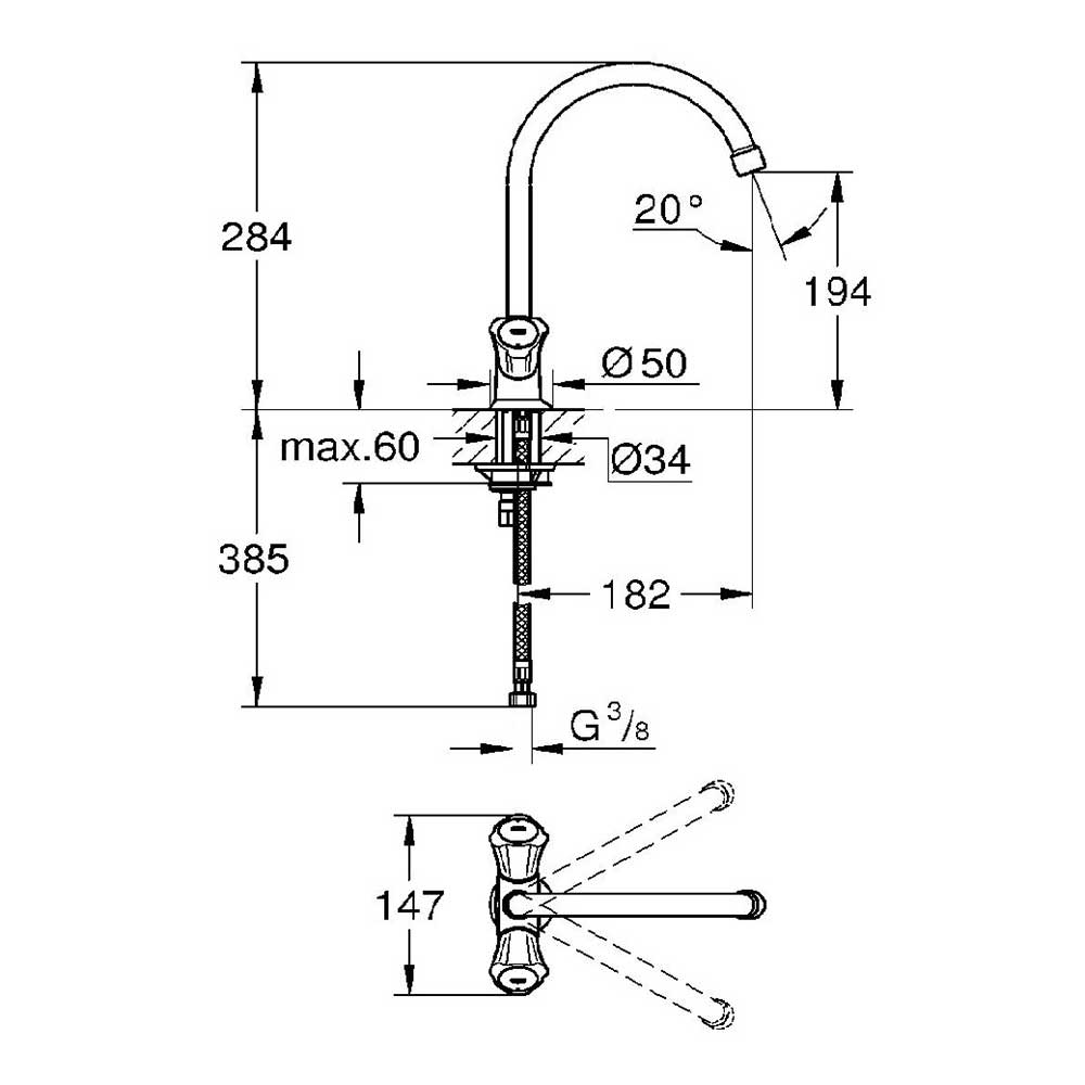 фото Смеситель для кухни grohe costa l 31831001 двухвентильный