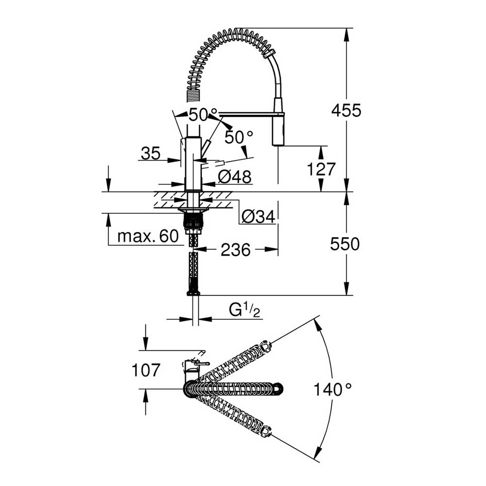 фото Смеситель для кухни grohe get 30360000 однорычажный с гибким изливом