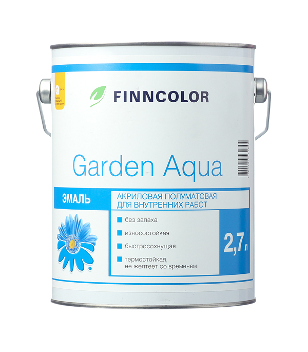 Эмаль акриловая Finncolor Garden Aqua основа A полуматовая 2,7 л эмаль finncolor garden aqua а акриловая полумат 2 7л белая арт 700006479