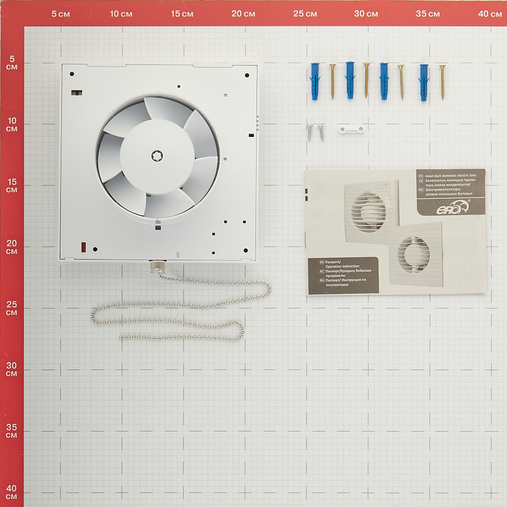 фото Вентилятор осевой era euro автоматические жалюзи датчик влажности , тяговый выключатель 160х160 мм d100 мм белый