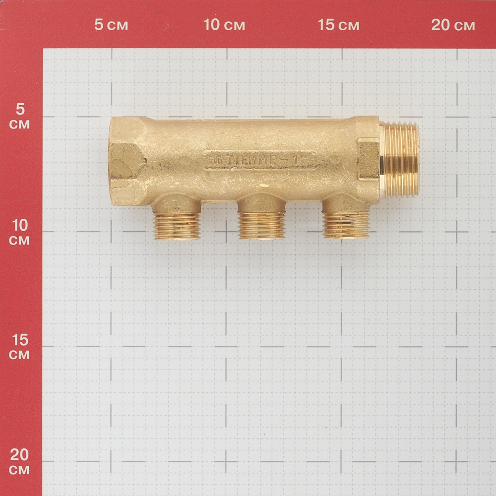 фото Коллектор tiemme 1 вр(г) х 3 выхода 1/2 нр(ш) ек х 1 нр(ш)