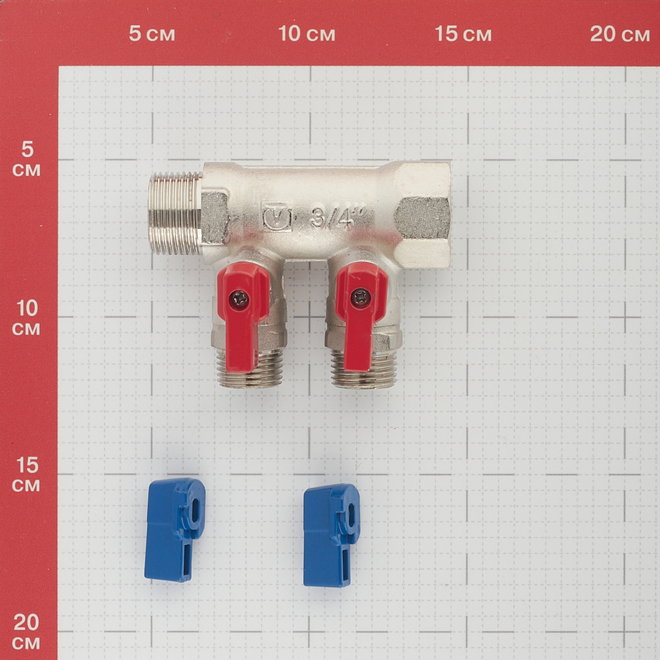 Коллектор VALTEC (VTc.580.N.0502) 3/4 ВР(г) х 2 выхода 1/2 НР(ш) х 3/4 ...