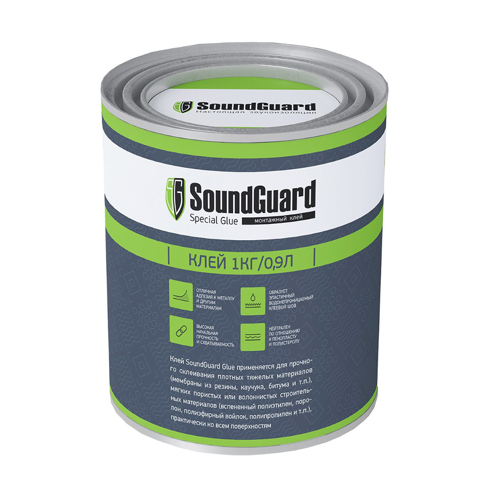 Клей контактный каучуковый SoundGuard универсальный 1 кг/0,9 л клей универсальный контактный soundguard 551245 1000 г 1 шт