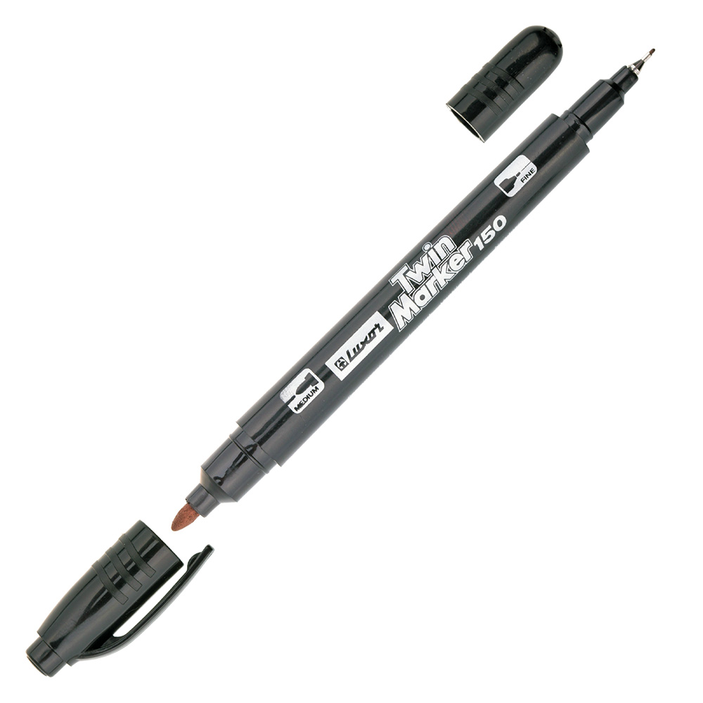 Маркер перманентный двусторонний Luxor Twin Marker черный грифель 0,7/1 мм