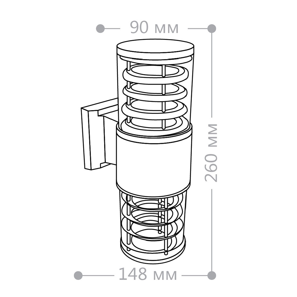 фото Светильник садово-парковый настенный feron (6299) e27 60 вт 220 в серый цилиндрический ip54 175х108х320 мм