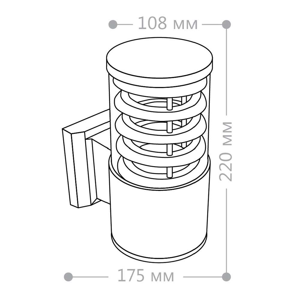 фото Светильник садово-парковый настенный feron (6300) e27 60 вт 220 в черный цилиндрический ip54 175х108х220 мм