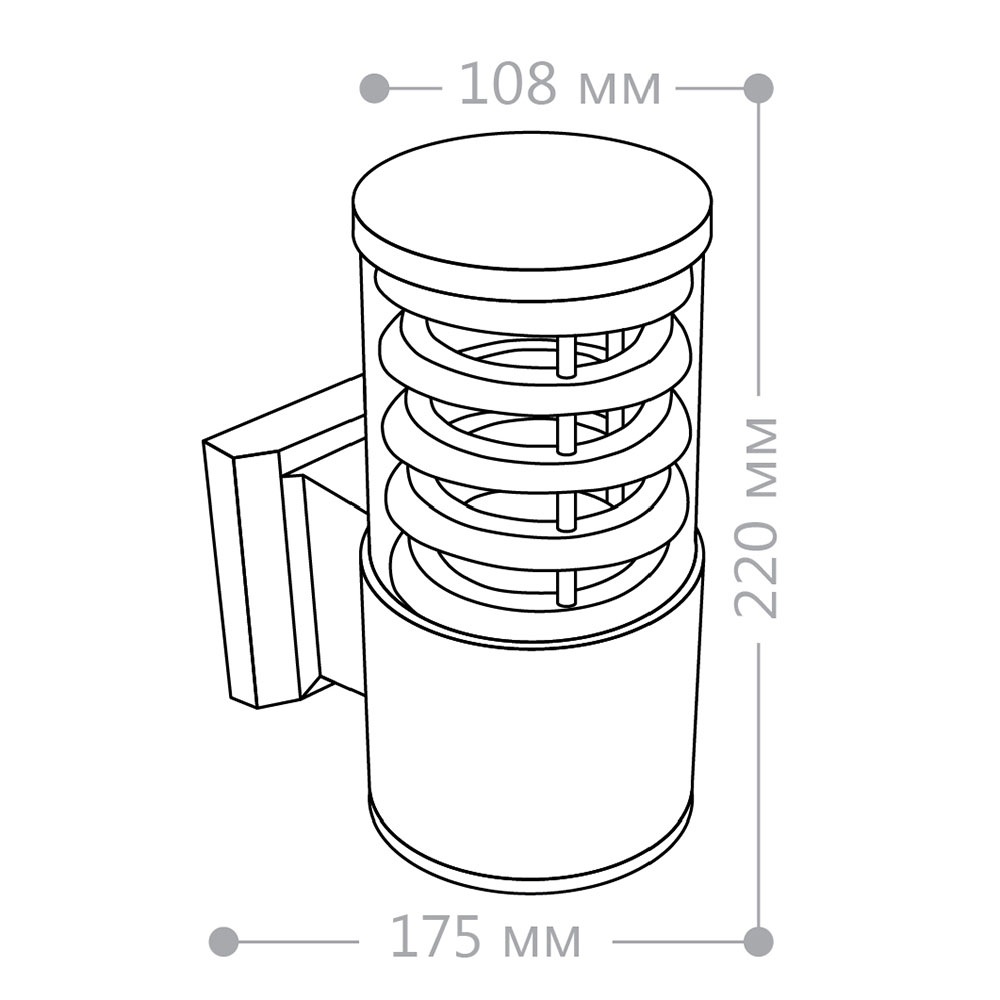 фото Светильник садово-парковый настенный feron (6301) e27 60 вт 220 в серый цилиндрический ip54 175х108х220 мм
