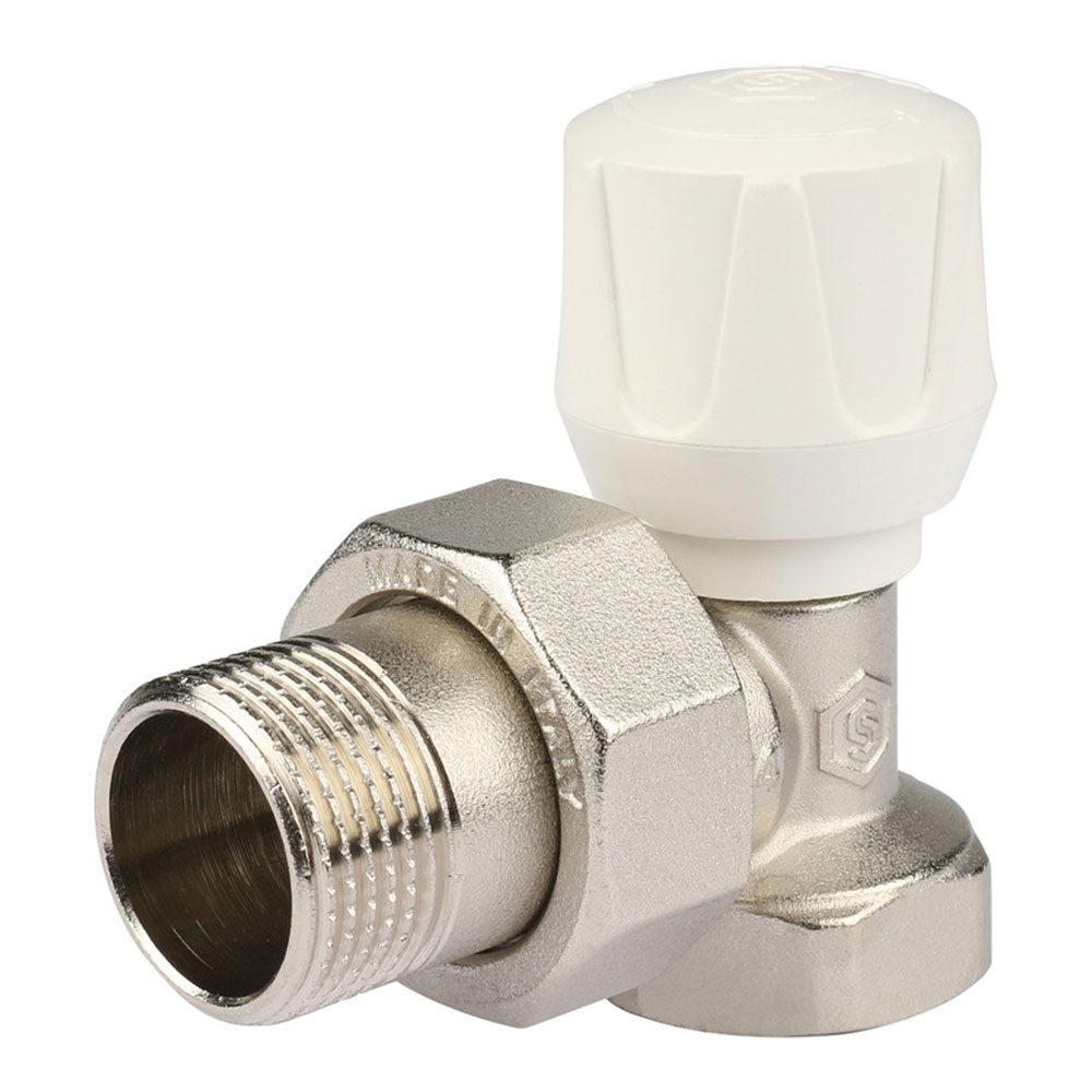 Клапан (вентиль) термостатический угловой Stout (SVR-2102-000020) 3/4 НР(ш) х 3/4 ВР(г) для радиатора никелерованный