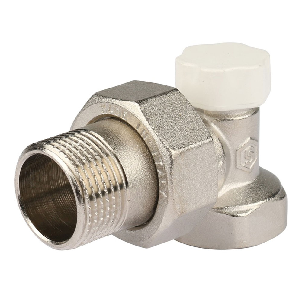 Клапан (вентиль) запорный угловой Stout (SVL-1156-000020) 3/4 НР(ш) х 3/4 ВР(г) для радиатора никелерованный