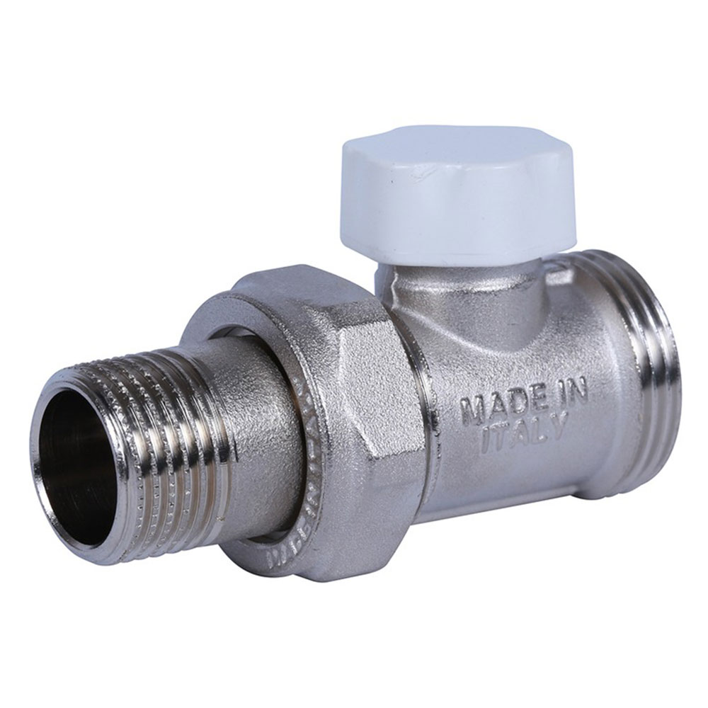 Клапан (вентиль) запорный прямой Stout (SVL-1196-000015) 1/2 ВР(г) х 3/4 НР(ш) для радиатора под евроконус никелерованный