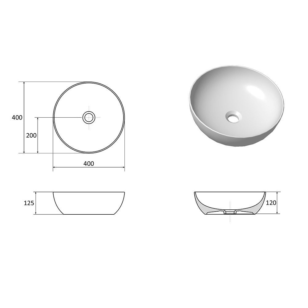 фото Раковина ravak uni b slim xjx01140003 400 мм накладная