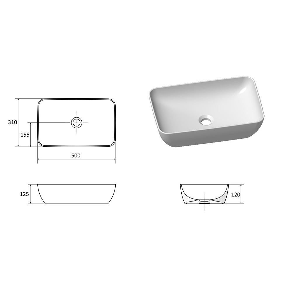 фото Раковина ravak uni r slim xjx01150001 380 мм накладная