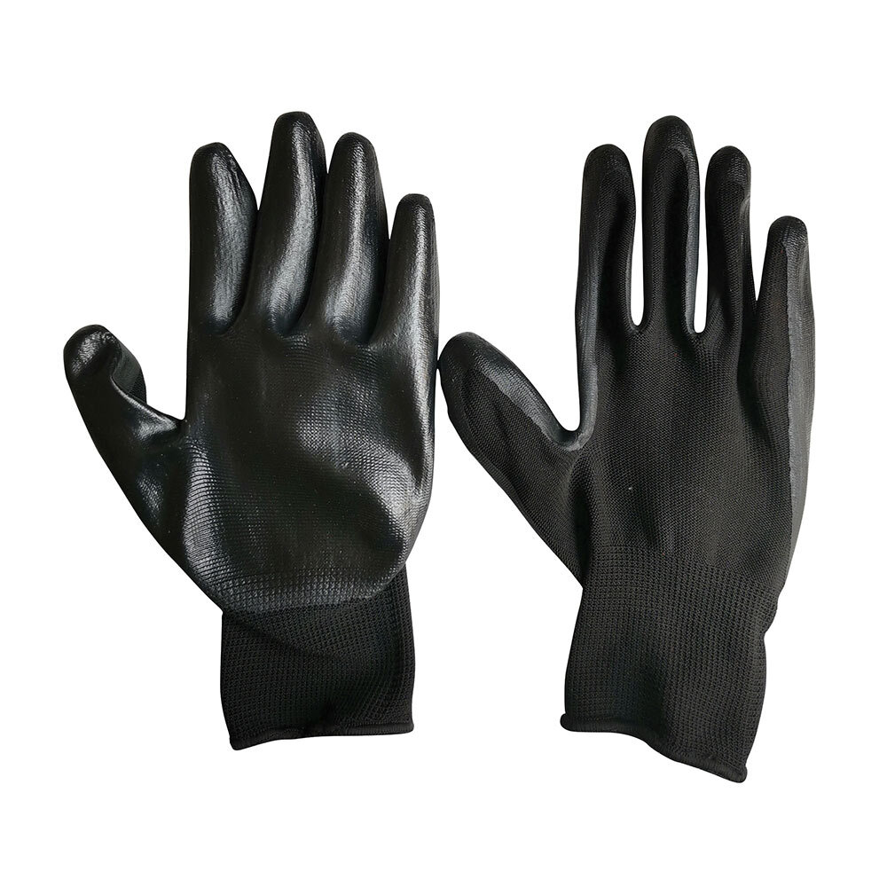 Перчатки полиэстеровые Hesler с нитриловым обливом 10 (L) черные (668642/5851/402) перчатки полиэстеровые fiberon черные размер 9 l
