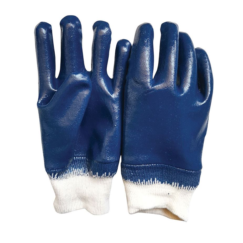 Перчатки защитные трикотажные с нитриловым покрытием Hesler манжета на резинке 10 (L ) бело-синий