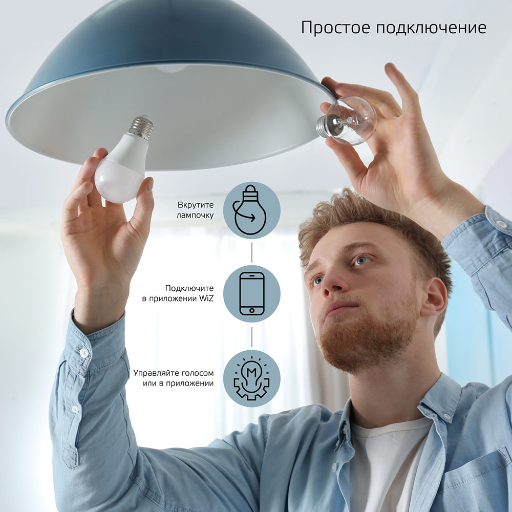 Лампа светодиодная Gauss Smart Home (1050112) 8,5 Вт E27 груша А60 2700К теплый белый свет 220 В матовая диммируемая