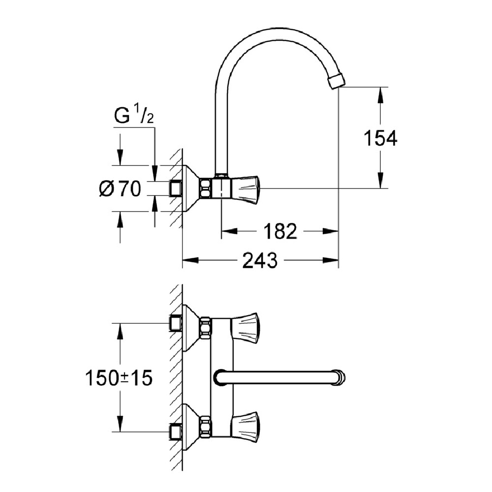 фото Смеситель для кухни grohe costa l 31191001 двухвентильный с высоким изливом