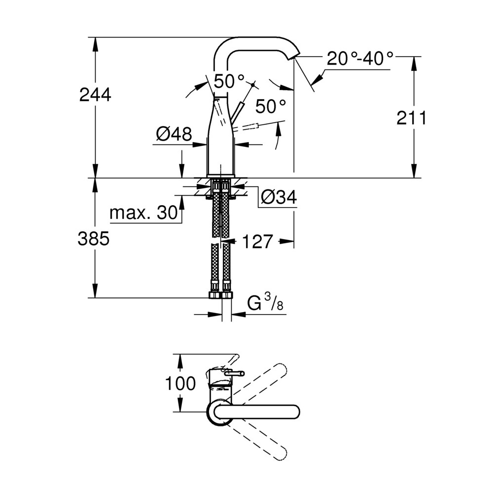 фото Смеситель для умывальника grohe essence 23541001 l-size однорычажный