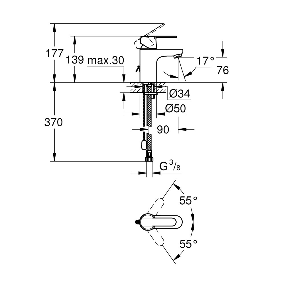 фото Смеситель для раковины grohe get 32884000 s-size однорычажный