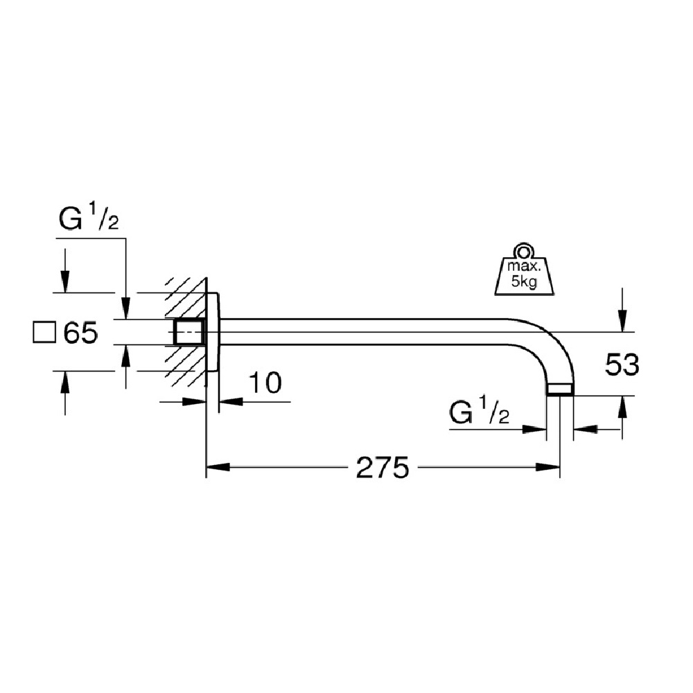 фото Душевой кронштейн grohe rainshower 27488000 горизонтальный