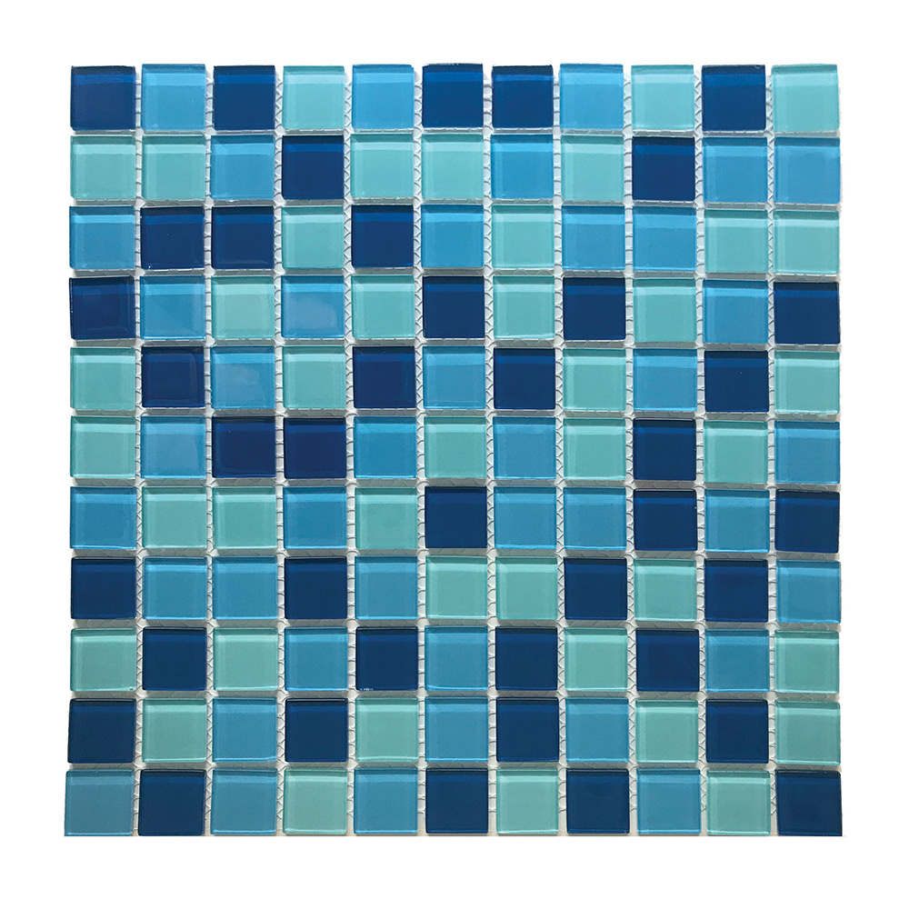фото Мозаика lavelly cristal светло-голубой микс стеклянная 300х300х4 мм глянцевая