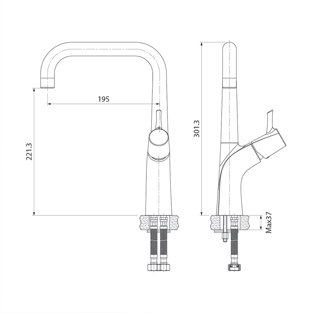 фото Смеситель для кухни iddis kitchen line k07sb0li05 однорычажный с высоким изливом глянцевый хром