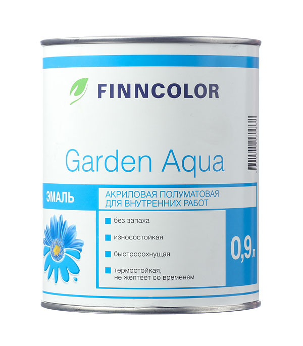 Эмаль акриловая Finncolor Garden Aqua основа A полуматовая 0,9 л эмаль finncolor garden aqua а акриловая полумат 2 7л белая арт 700006479