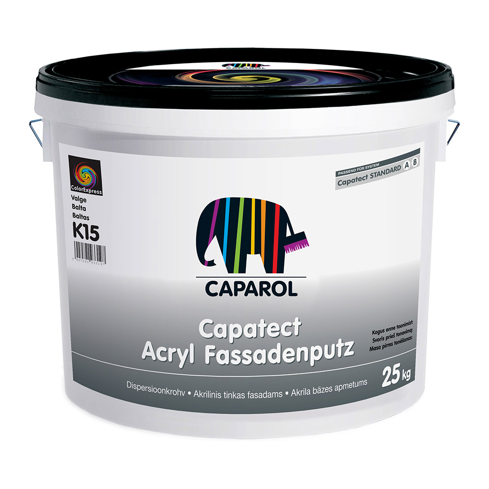 фото Штукатурка декоративная на полимерной основе caparol capatect acryl fassadenputz k15 белая база 1 25 кг