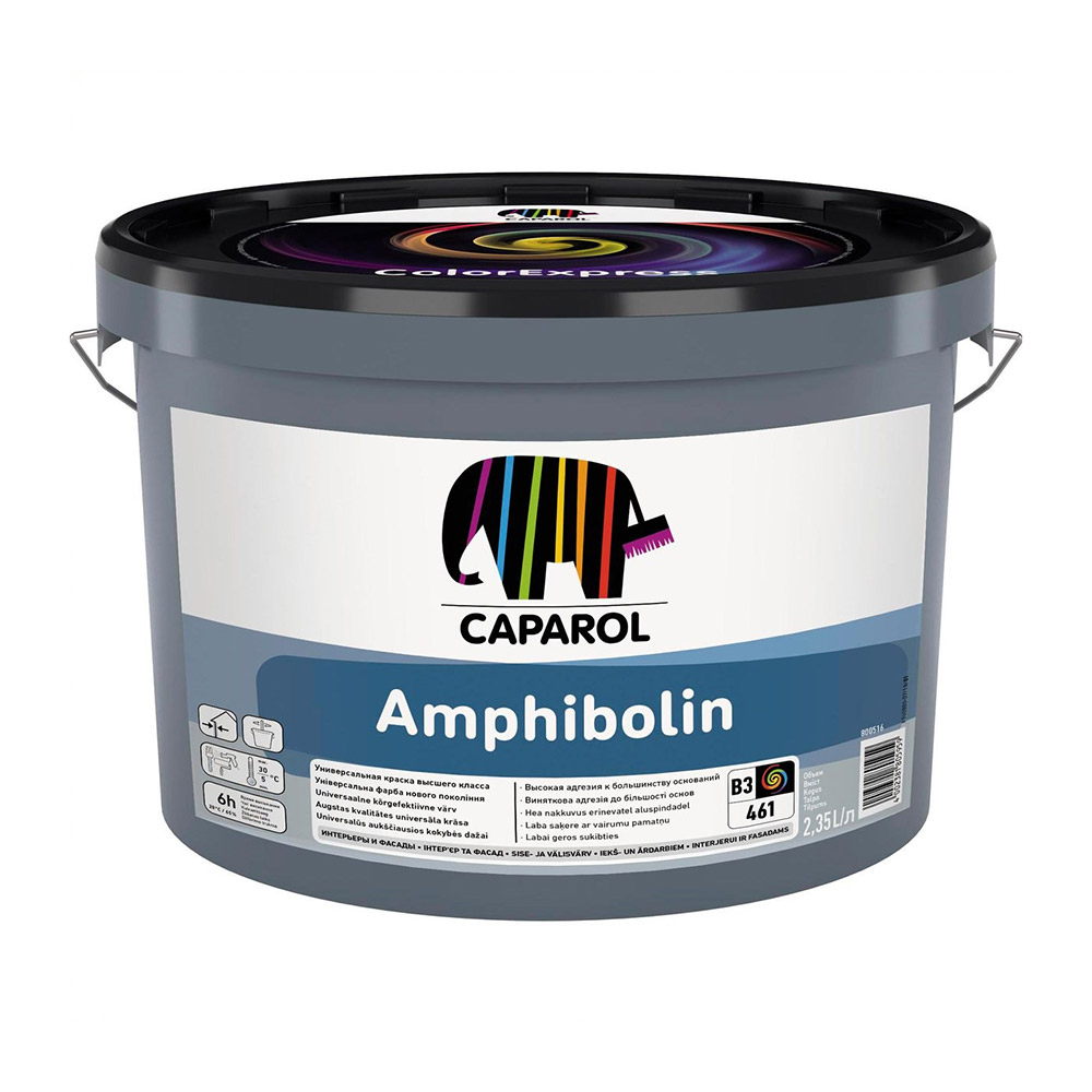 фото Краска водно-дисперсионная для фасадов и интерьеров caparol amphibolin бесцветная база 3 2,35 л