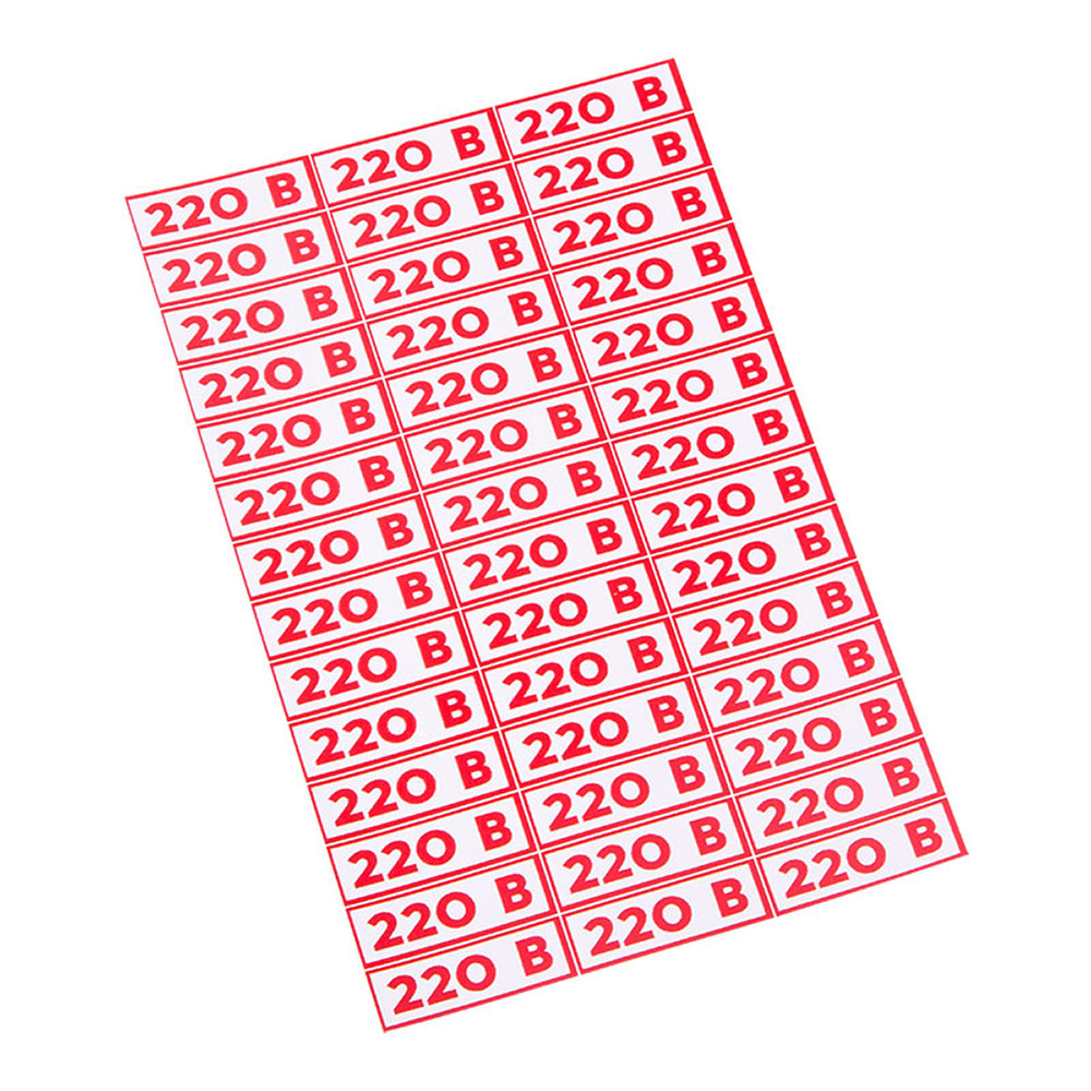 Наклейка Rexant знак электробезопасности 220 В самоклеящаяся 10х30 мм (42 шт. на листе, 5 листов)