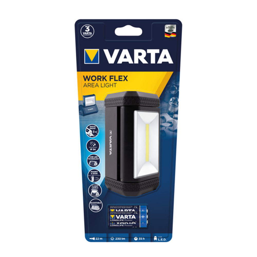 Фонарь ручной VARTA AREA WORK FLEX (17648101421) светодиодный 1 LED 3,5 Вт на батарейках AA ABS-пластик ударопрочный