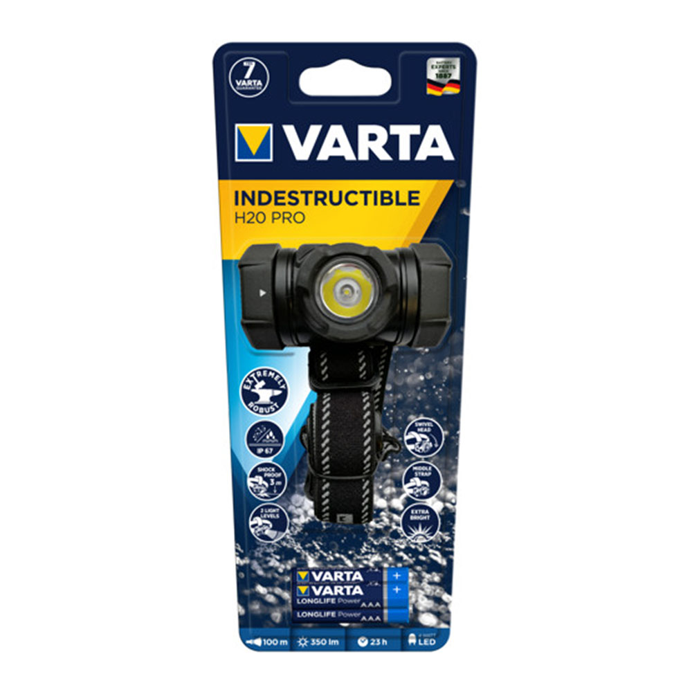 Фонарь налобный VARTA H20 Pro INDESTRUCTIBLE (17732101421) светодиодный 1 LED 4 Вт на батарейках AAA ABS-пластик