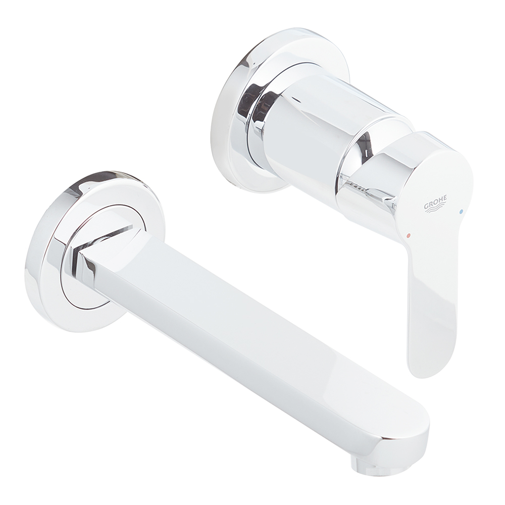 

Смеситель для раковины GROHE BauEdge 20474000 однорычажный настенный со встроенной частью в комплекте, Хром