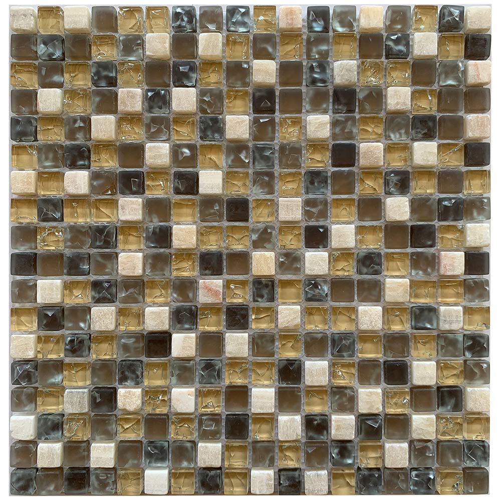 фото Мозаика lavelly elements bronze brown mix бронзово-коричневый микс из стекла и камня 305х305х8 мм