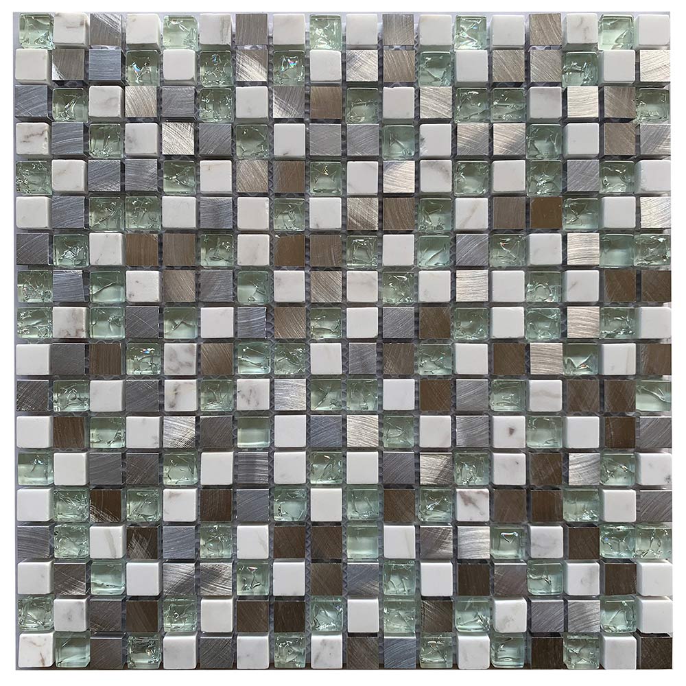 фото Мозаика lavelly elements grey mix серый микс из стекла камня и металла 305х305х8 мм