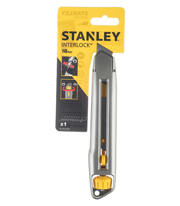 Нож строительный Stanley Interlock 18 мм с ломающимся лезвием металлический корпус Вид№2