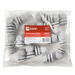 Сальник EKF PG 25 для кабеля диаметром PROxima 16-21 мм пластиковый IP54 серый (20 шт.)