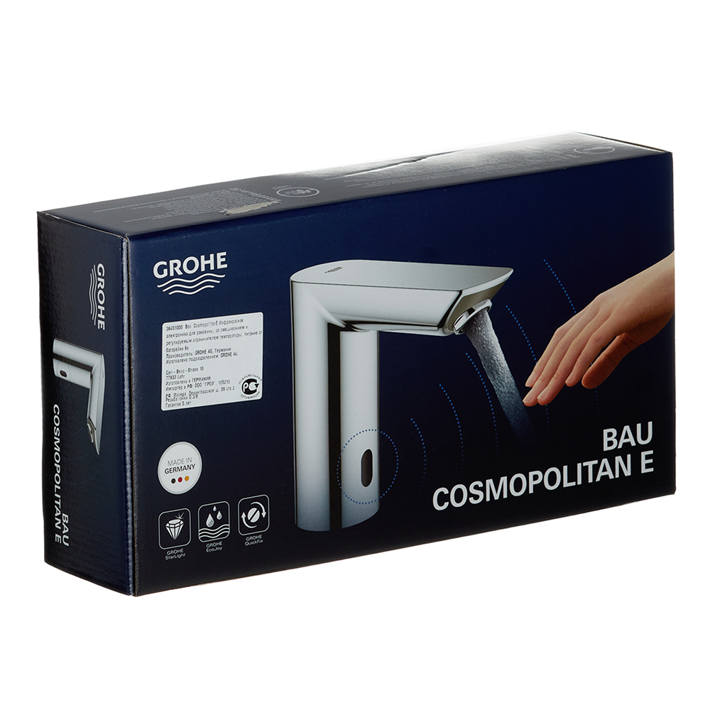 фото Смеситель для раковины grohe bau cosmopolitan e 36451001 сенсорный