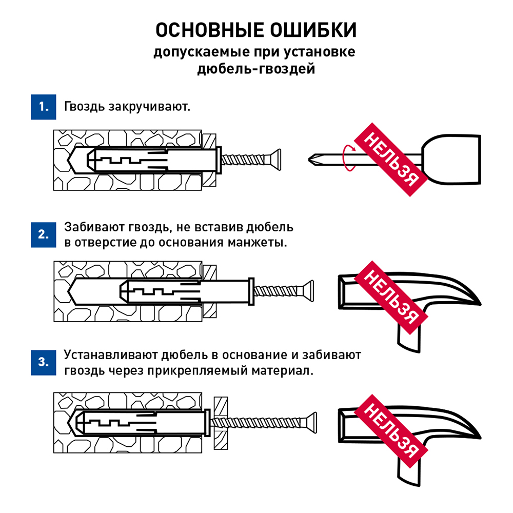 фото Дюбель-гвоздь hard-fix/wenzo 8x60 мм цилиндрическая манжета нейлон (70 шт.)