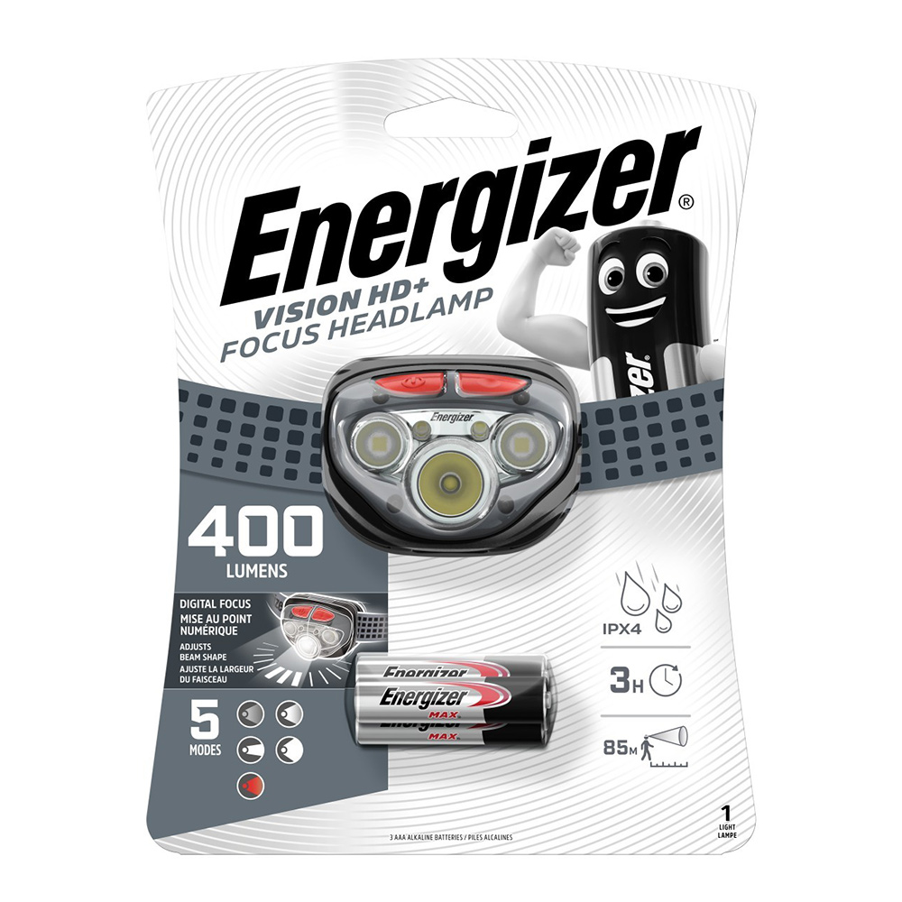 фото Фонарь налобный energizer hl vision hd focus (e300280704) светодиодный 5 led на батарейках пластик