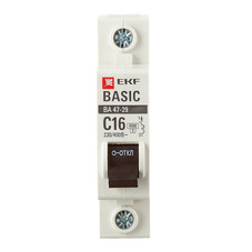 Автоматический выключатель EKF ВА 47-29 (mcb4729-1-16C) 1P 16А тип C 4,5 кА 230/400 В на DIN-рейку