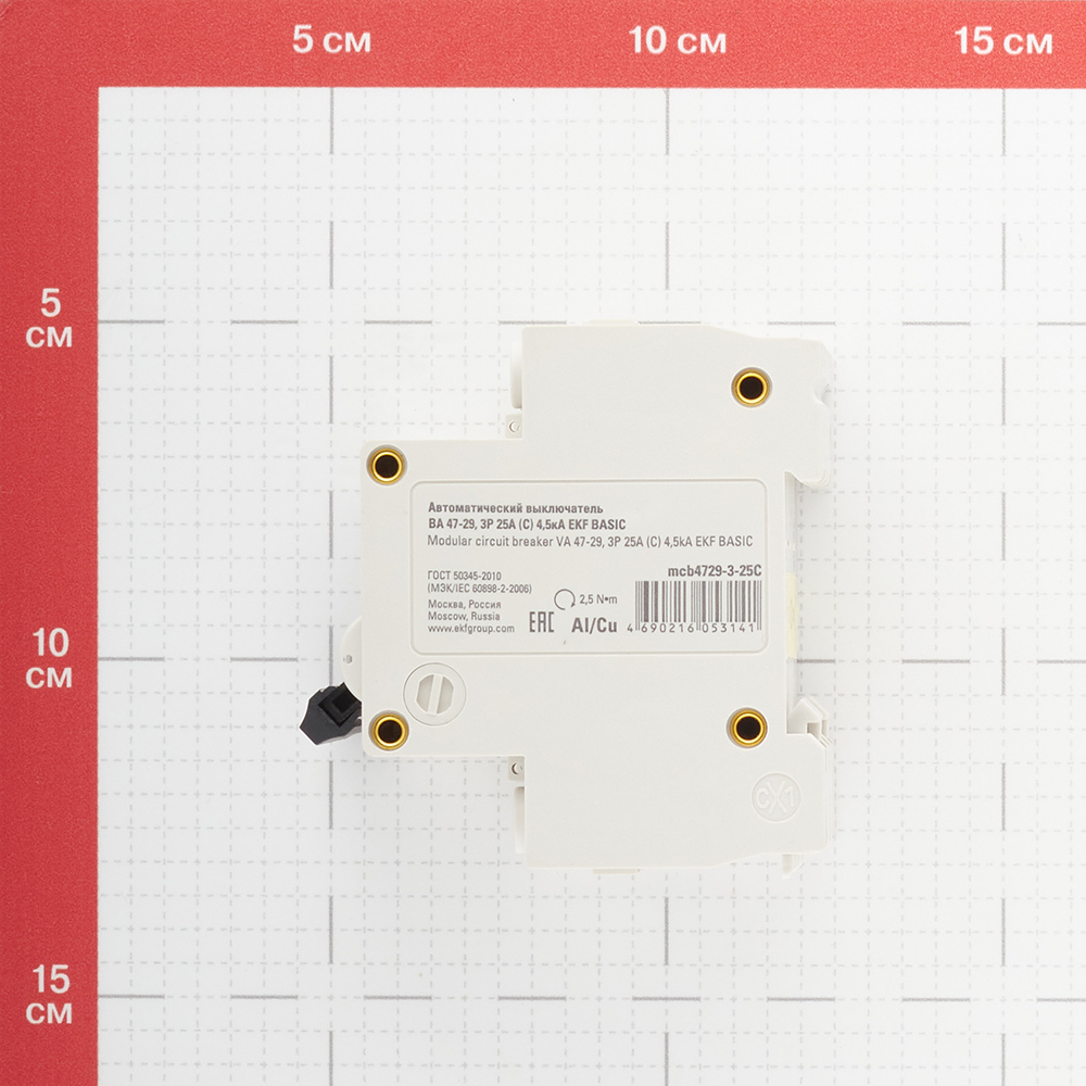 фото Автоматический выключатель ekf ва 47-29 (mcb4729-3-25c) 3p 25а тип c 4,5 ка 400 в на din-рейку