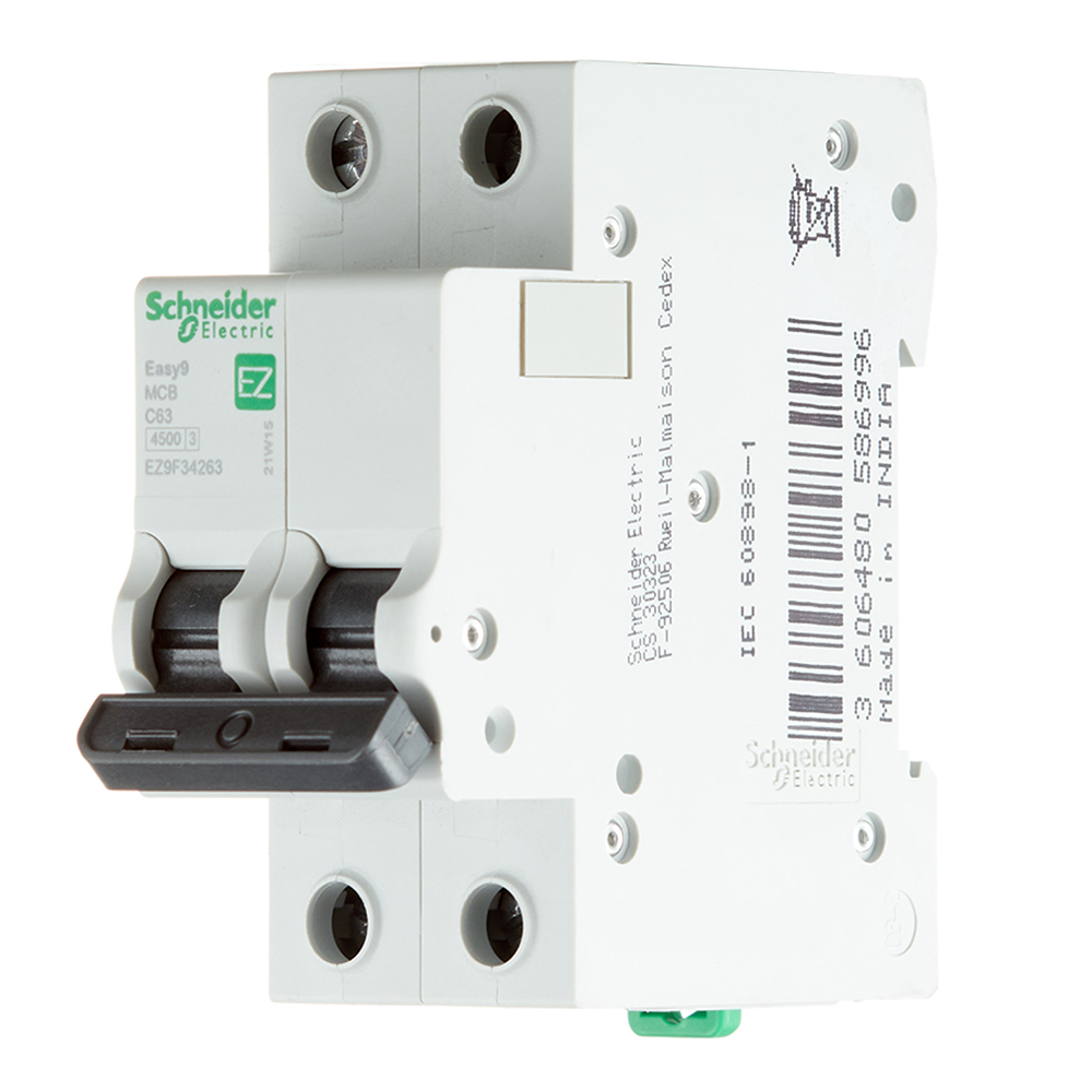 фото Автоматический выключатель schneider electric easy9 (ez9f34263) 2p 63а тип c 4,5 ка 220 в на din-рейку